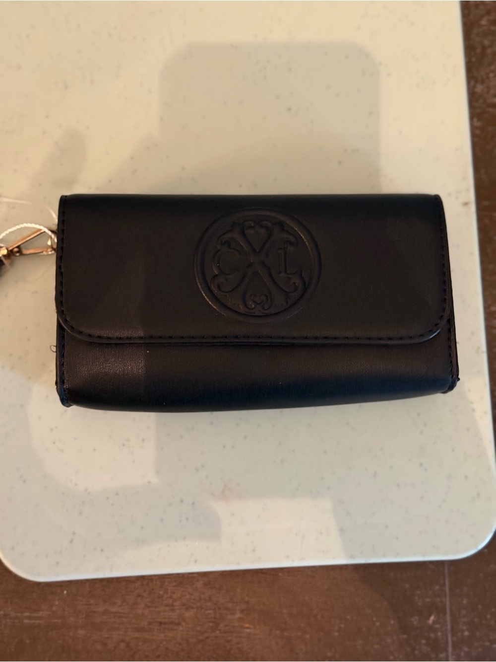 Christian Lacroix Black Smooth Leather Small Clutch Wristlet